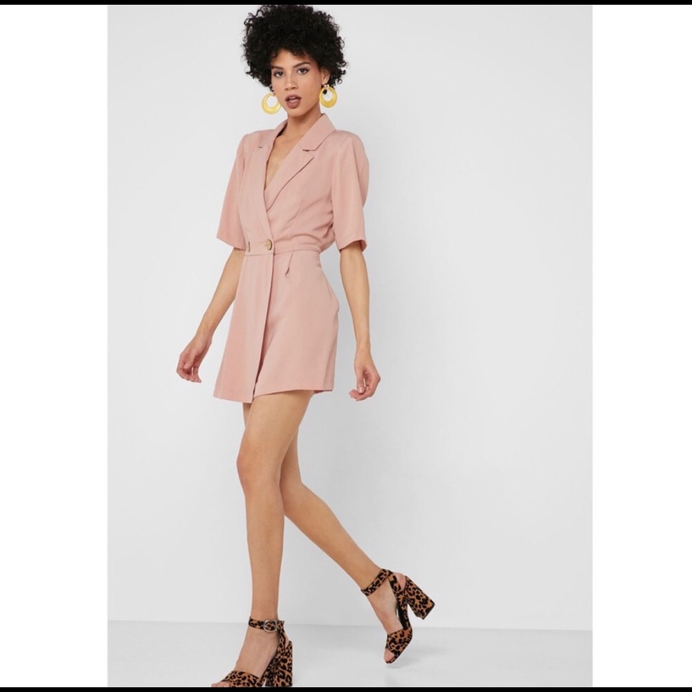 TopShop Blush romper with draped front and buttons